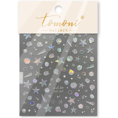 Zomer Strand Oceaan Schelp Zeester Mosselen Conch Sterren Zeebel Zeeslak Nagelkunst Stickers DIY Manicure Decals Decoratie MS565 white