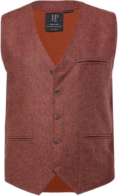 JP 1880 - Heren - Tweed vest van wol gebreid achterpand - Baksteenrood - Maat 3XL