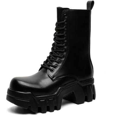 Leren Schoenen Voor Man Platform Echt Leer Grote Maat Schoenen Designer Formeel Platform Casual Schoenen Buiten 41 black