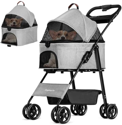Sensova - Huisdierenkinderwagen - Dierenbuggy - Lichtgewicht Opvouwbaar - Comfort Interieur - Mesh Ventilatie - Sterk Frame - Huisdier Buggy - Kattenbuggy - Hondenbuggy - Reisdesign - Wandelwagen Voor Huisdieren