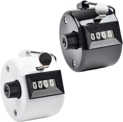 Handteller metalen clicker counter - 4-cijferige teller voor personenteller - coaching en golf - rijenteller en breien - 2 stuks