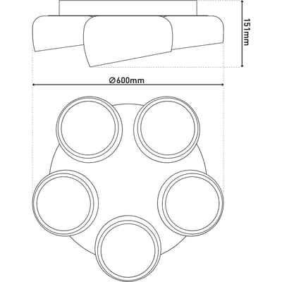 Näve LED plafondlamp Eliora, 5-lamps, wit, CCT, afstandsbediening