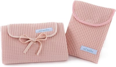 Set van 2 waterdichte verschoonmatten voor baby's met luiertas voor natte doekjes en luiers
