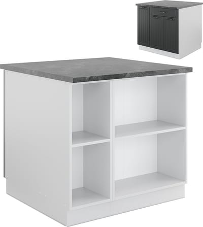 Vicco Fame-Line Keukeneiland – 90 cm met lade, zonder werkblad Antraciet landhuis/wit