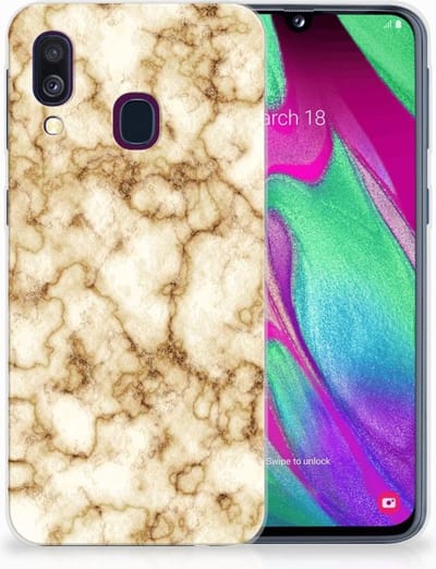Samsung Galaxy A40 TPU Siliconen Hoesje Marmer Goud