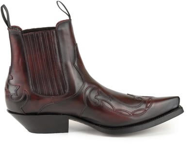 Mayura Boots Austin 1931 Bordeaux/ Spitse Western Heren Enkellaars Schuine Hak Elastiek Sluiting Vintage Look Maat EU 37