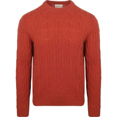 Gant Pullover Crewneck Lambswool Cable Modern Rust - Maat XXL - Heren - Pullovers