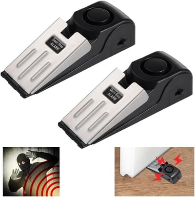 Deurstop Alarm - Beveiliging Tool - Extra Veiligheid - Instelbare Gevoeligheid - 2 Stuks - Zwart