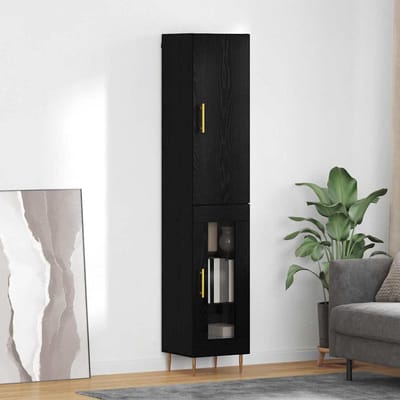 vidaXL - Highboard - 2 - st - Zwart - Eiken - 34,5 - x - 34 - x - 180 - cm - Bewerkt - hout