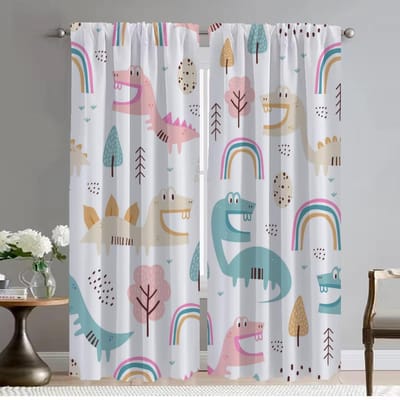 Dinosaurus Tinten Gordijnen voor Slaapkamer Woonkamer Gordijn Halloween Decoratie Woninginterieur Gordijnen 2 Stuks Scheidingswand Keuken W50xH70cmx2pcs-CL gray