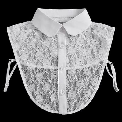 Blousekraag los - Losse kraag kant - Kanten blouse bovenkant - Nep blouse - Verstelbaar - Fake collar - Shirt collar - Kraagje inzetstuk - Nepkraag - Wit - Lace - Jonyx