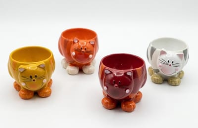 Eierdopjes Katten Set - Grappige Eierhouders - Familie Ontbijt - Wiebelkop Functie - Set van 4 - Meerdere Kleuren