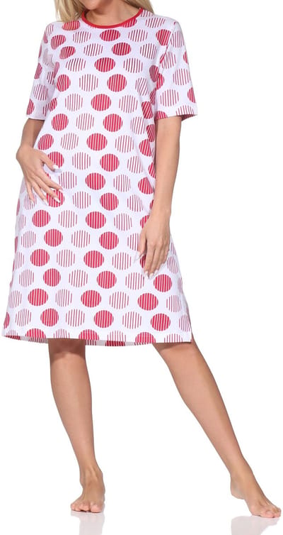 Normann dames nachthemd korte mouw zomers stippen design grote maten