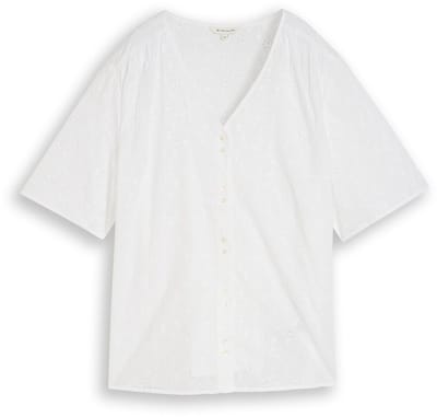 Tom Tailor - Plus Size - Blouse met opengewerkte borduursels - Maat 46 - White