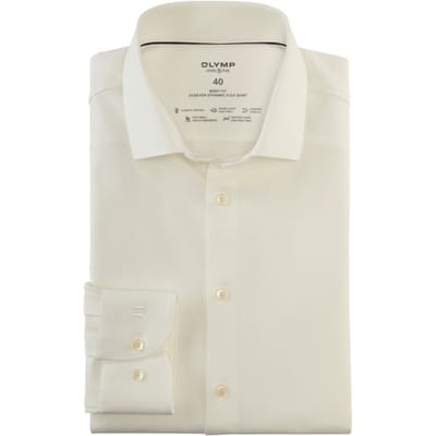 OLYMP 24/7 Level 5 body fit overhemd - twill - lichtbeige - Strijkvriendelijk - Boordmaat: 45