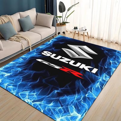 3D Raceauto S-SUZUKI Logo Motorfiets Tapijt Vloerkleed voor Woonkamer Slaapkamer Huis Sofa Decoratie, Kinderen spelen Antislip Vloermat 70x100cm( 27x39in )