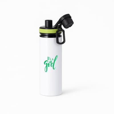 Hacebo® - It's a Girl waterfles met draaidop groen - Baby - Kersverse ouders - Geboorte kraamcadeau meisje - babyshower - water fles - 850ML