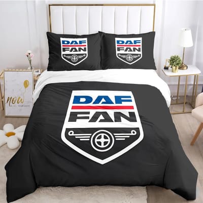 DAF Vrachtwagen Logo Dekbedovertrek Cartoon Dekbed Beddengoedset Zachte Dekbedovertrek en Kussenslopen voor Tieners Jongen Eenpersoons/Tweepersoons/Queen/King AU Queen(210x210cm)