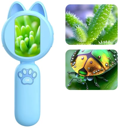 Digitale Microscoop 1000x met 2 Inch IPS Scherm – Handmicroscoop met LED Verlichting voor Kinderen – USB Microscoop voor Muntvergroting, Plantenonderzoek, Insecten, STEM Educatie & PC Verbinding