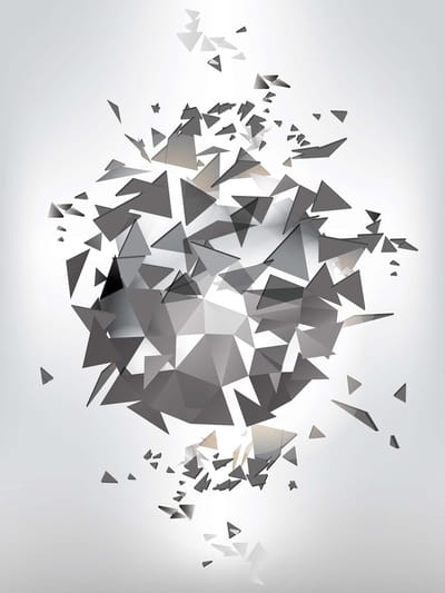Fotobehang Shattered black white grey  | XXL - 206cm x 275cm | 130g/m2 Vlies