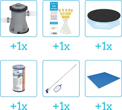 Zwembad Accessoirepakket voor Bestway Fast Set Opblaasbaar zwembad - 244x61 cm - Rond - Bestway - 57448 - 6-delig