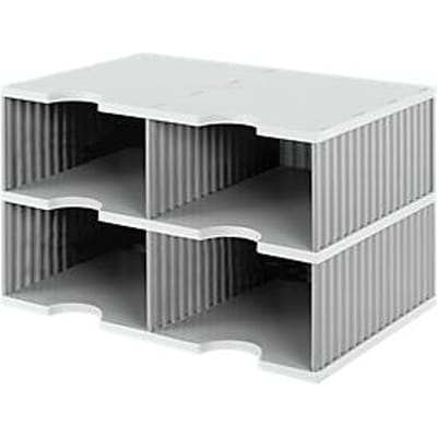 styro® sorteerstation styrodoc Jumbo, C4, 2 etages/2 rijen/4 vakken, grijs