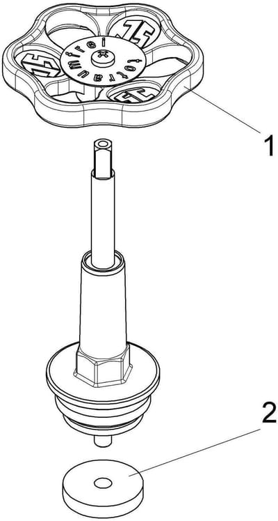 Schlösser Armaturen JS Vetkamerbovenstuk voor vrije-stroomventiel, DIN 3502, met stijgende spindel, DN40, 1 1/2'', met EPDM afdichting, 0018164000001