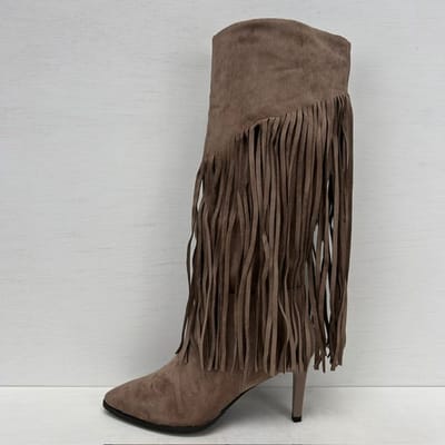 Suèdine cowboylaarzen met franjes en naaldhak khaki Khaki / 36