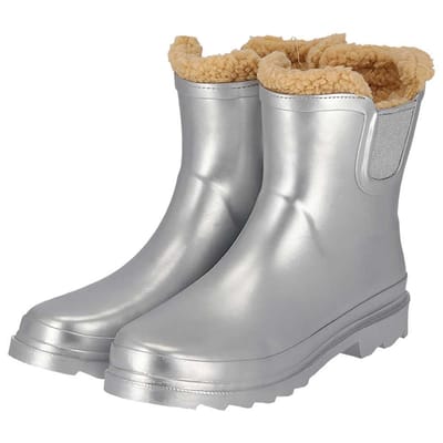 Chelsea regenlaarzen dames - Fake fur voering - Zilver metallic - 37
