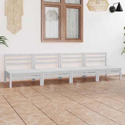 vidaXL - 4-delige - Loungeset - massief - grenenhout - wit