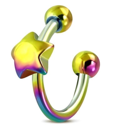 Aramat Jewels | Piercings | Regenboog Horseshoe piercing oor | | | |10mm | Staal | Volwassenen | Verkleurd niet