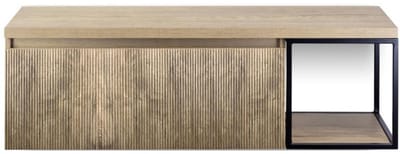 Frozen 3D Badmeubelset 140 cm - Greeplijst in Kleur - Zwart Frame - Wastafelbovenblad French Oak