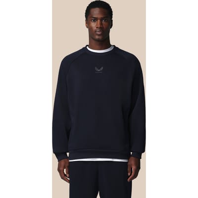 Heren Adapt Katoen Fleece Sweatshirt Met Lange Mouwen - Marineblauw