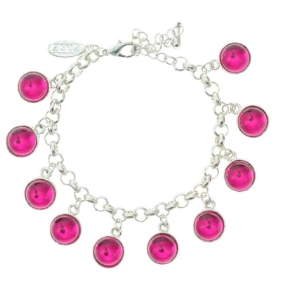 Behave - Armband zilverkleur met fuchsia hangers - Party chic