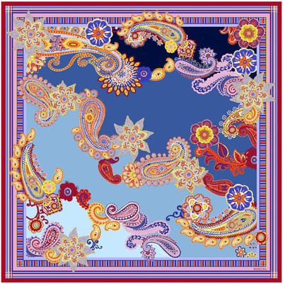 ROECKL sjaal Summer Vibes 130x130 Red / Navy veelkleurig