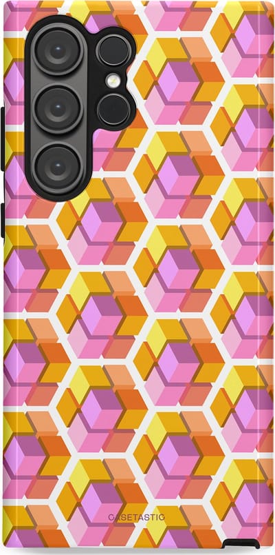 Casetastic Hoesje Geschikt voor Samsung S23 Ultra - Stijlvolle Beschermende Duo-layer Case - Pastel Hex Kunst