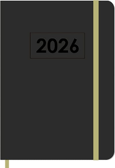 MGPcards - A5 Agenda 2026 - Sluiting Elastiek - Weekoverzicht 1w/2p - Zwart + Groen elastiek - Ruime vakken - 14,8 x 21 cm