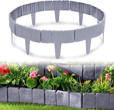 Gazonrand Steenlook - Bloembedrand Omranding - Tuin Afscheiden - Eenvoudige Installatie - 20 Meter - Grijs