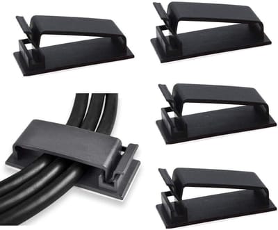 50 Stuks Zelfklevende Kabelmanagement Clips - Verstelbare Kabelorganizers voor TV, PC en Laptop - Ideaal voor Thuis en Kantoor (Zwart)