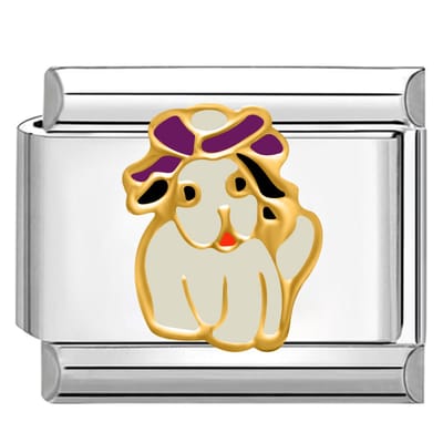 Quiges - Schakel - Bedel - 9mm - charms - Gelukkige hond - Geschikt voor - armband - Schakelarmband - italy bedels armband