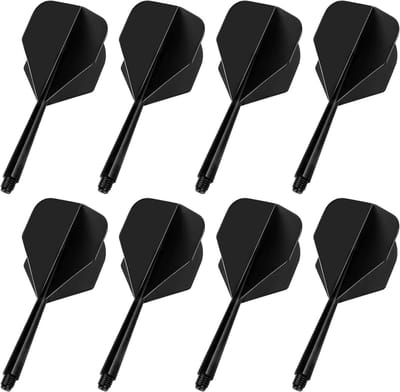 Professionele Dart Flights en Schachten Set van 8, 2-in-1 Accessoires voor Darten, Standaard No. 2, Zwart, Geschikt voor Wedstrijden
