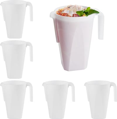 Matana – 6 Plastic Kannen, 1500ml – Wit – Onbreekbaar PP-plastic – Herbruikbaar – Voor Limonade, IJsthee & Cocktails