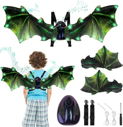 Gloeiende dinosaurusvleugels voor cosplay, LED-verlichting, groene draak accessoires voor Halloween en verkleedpartijen