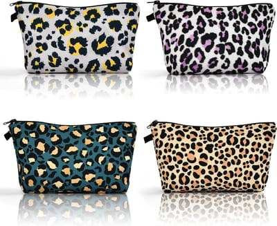 Multifunctionele Canvas Make-up Tas met Rits, Ideaal voor Cosmetica, Kantoorbenodigdheden en Trading Cards, 22x14CM, Stijlvolle Luipaardprint