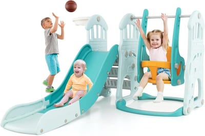 Kinder Speeltoestel - Binnen Speelgoed - Actief Spelen - 4-in-1 Functie - 185 x 150 x 102 cm - Groen Oranje