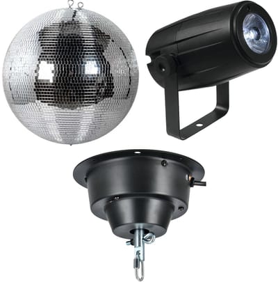 Spiegelbol 40 cm - incl. motor en spot - Ayra DanceFX MB40-5x5 - Multikleur