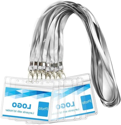 Badgehouders met Lanyards - Naamkaarthouders - Evenementen Organiseren - Waterdichte Bescherming - 50 Stuks - Grijs