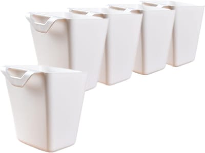 Allecto Plus - Hangende Bekerhouder Trolleymand - Set van 5 - Wit - Wandorganizer voor Plantencontainers en Make-up - Woondecoratie - 4 3/4 x 4 inch - Opbergemmer - Kunstmatige Plantenbakken