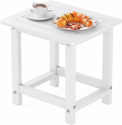 YEFU Kleine tafel bijzettafels buiten salontafel voor terras woonkamer slaapkamer (wit, enkele laag)