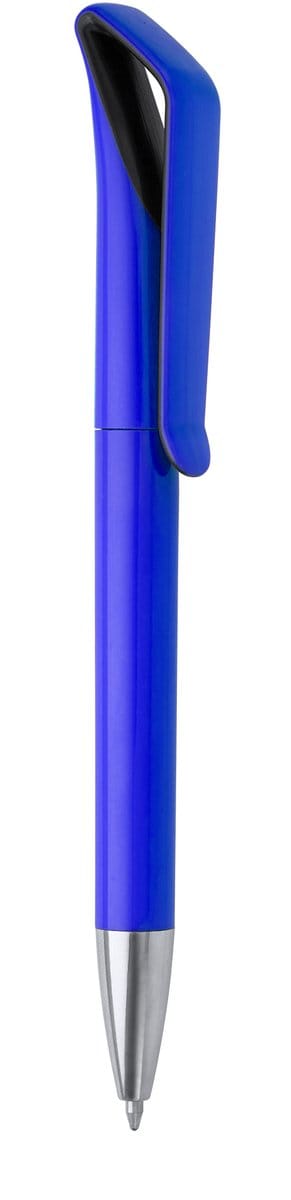 10 Pennen in ABS met draaimechanisme in tweekleurige glanzende afwerking. Kleur Blauw model Irati Blauwe inkt.